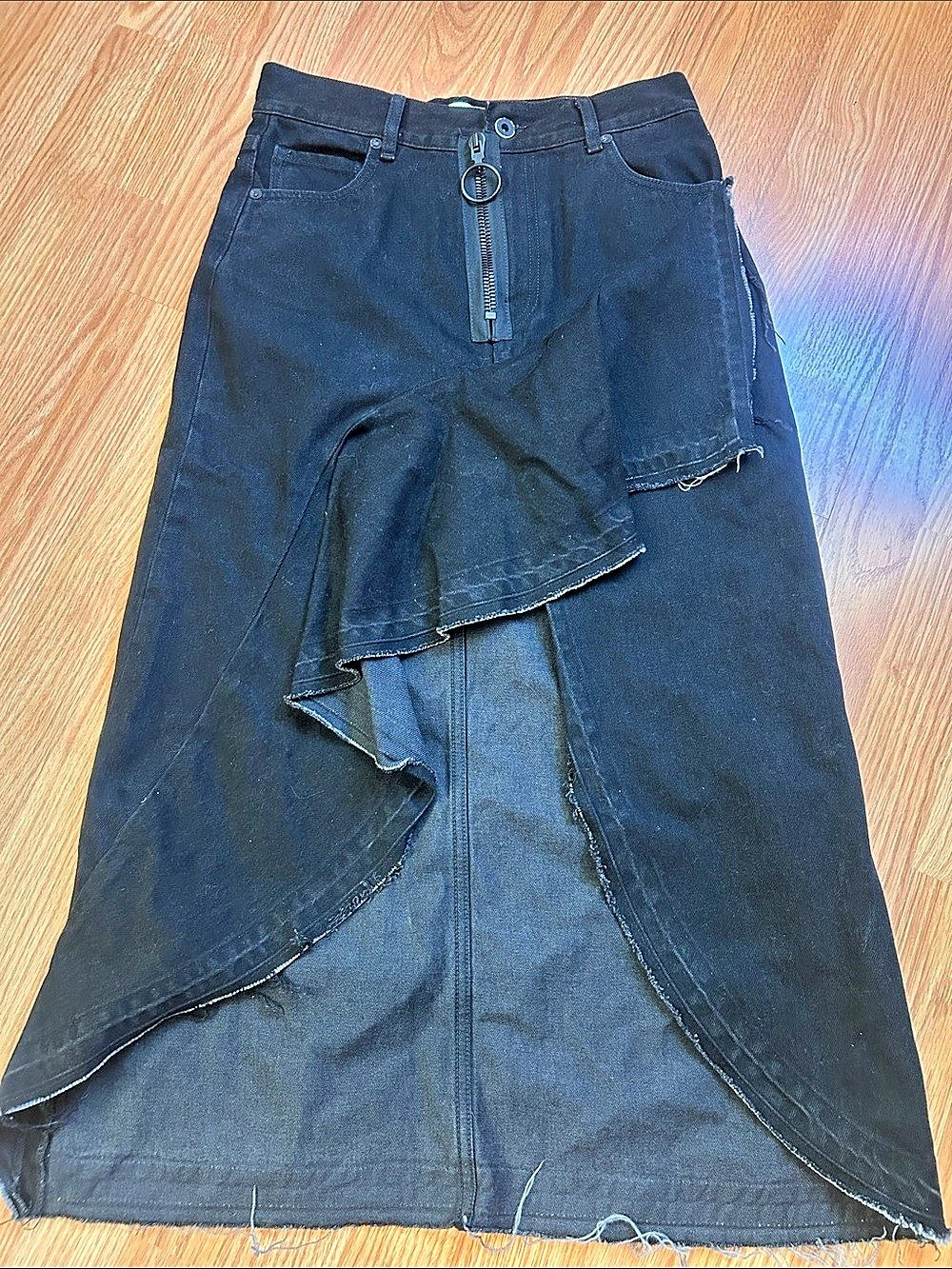 Off-White Asymmetric Denim Skirt Asymmetrical Denim Skirt Black Size 40